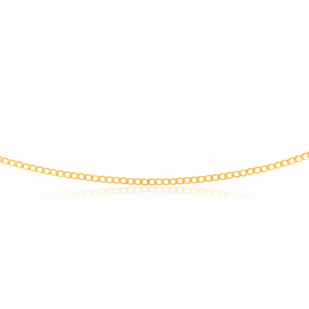 9ct Yellow Gold Superflat Light Curb 65 Gauge 50cm Chain