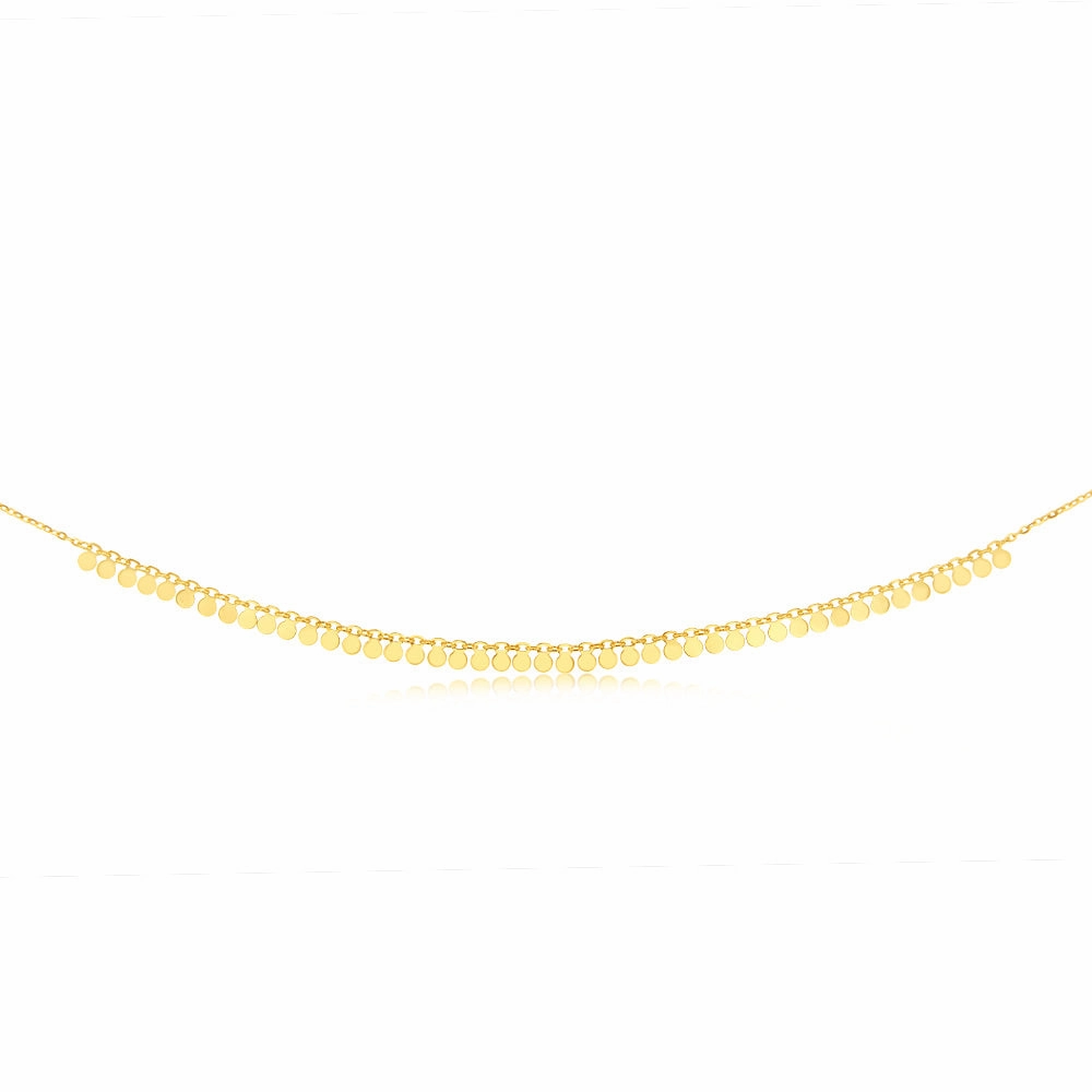 9ct Yellow Gold Tiny Disc charm 40cm Choker Chain
