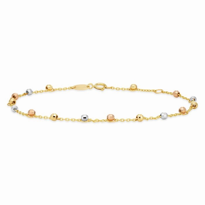 9ct Yellow Gold Trace Link Ball Charms 19cm Bracelet