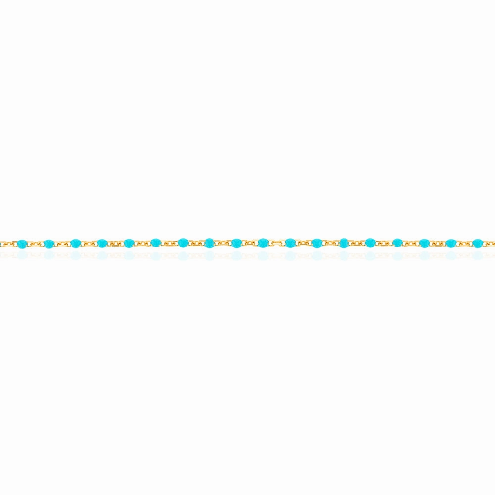 9ct Yellow Gold Turquoise Blue Beads Fancy Bracelet