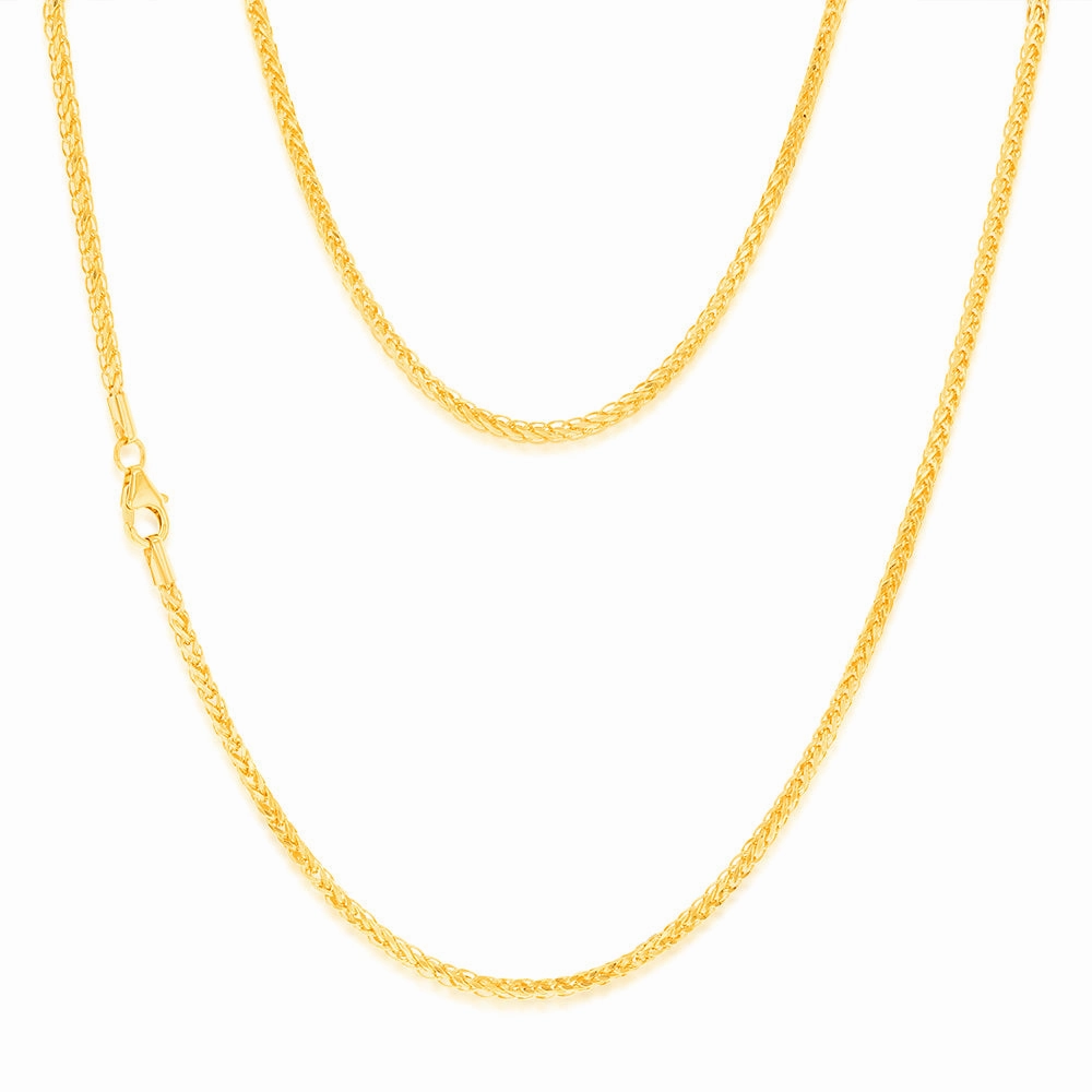 9ct Yellow Gold Wheat Diamond Cut 50 Gauge 50cm Chain