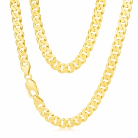 9ct Yellow Heavy Solid Gold Curb Flat Bevelled 55cm Chain 250Gauge