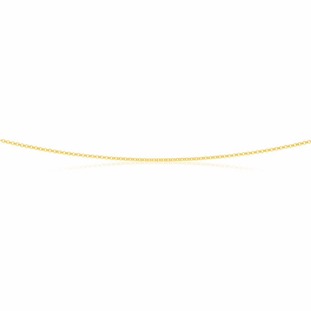 9ct Yellow Solid Gold 1.6mm Belcher Chain 50cm