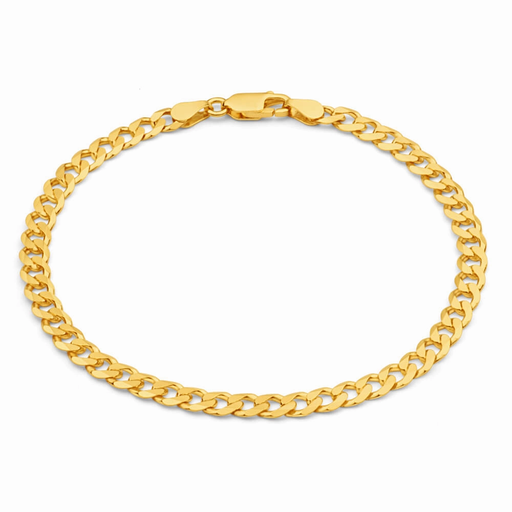 9ct Yellow Solid Gold 21cm 120 Gauge Curb Bracelet