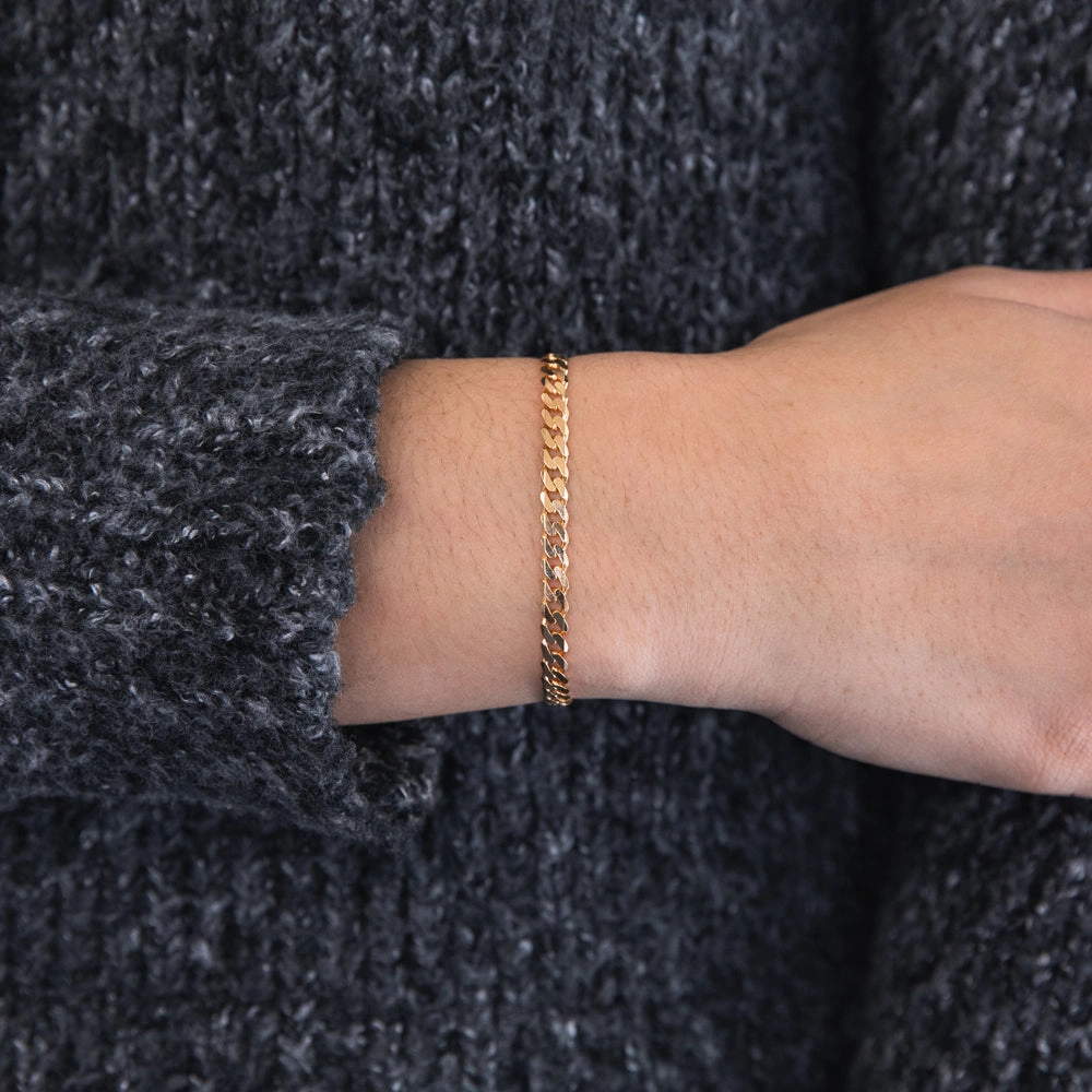 9ct Yellow Solid Gold 21cm 120 Gauge Curb Bracelet