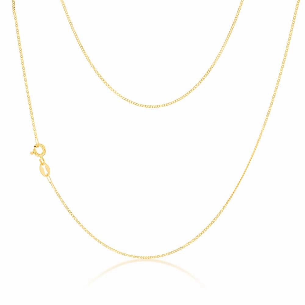 9ct Yellow Solid Gold 30 Gauge Curb 40cm Chain