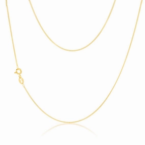 9ct Yellow Solid Gold 30 Gauge Curb 40cm Chain