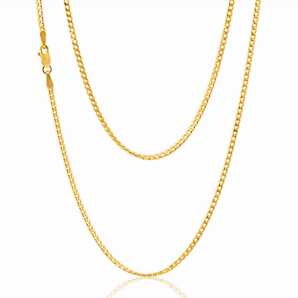 9ct Yellow Solid Gold 45cm 60 Gauge Curb Chain