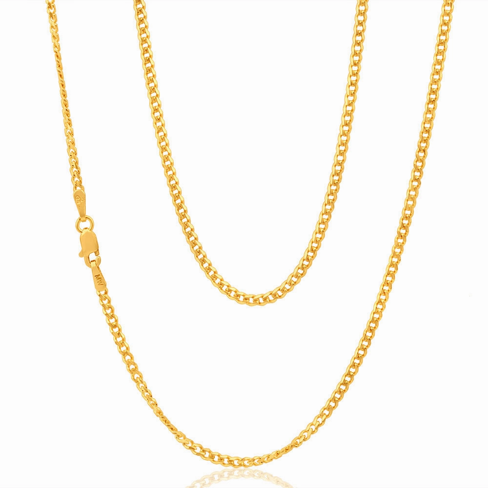 9ct Yellow Solid Gold 55cm 60 Gauge Curb Chain