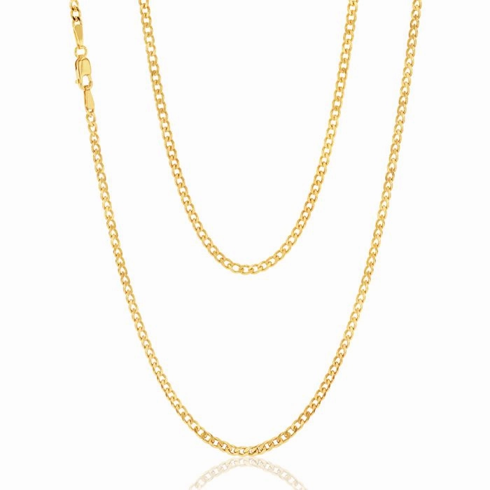 9ct Yellow Solid Gold 55cm 70 Gauge Curb Chain