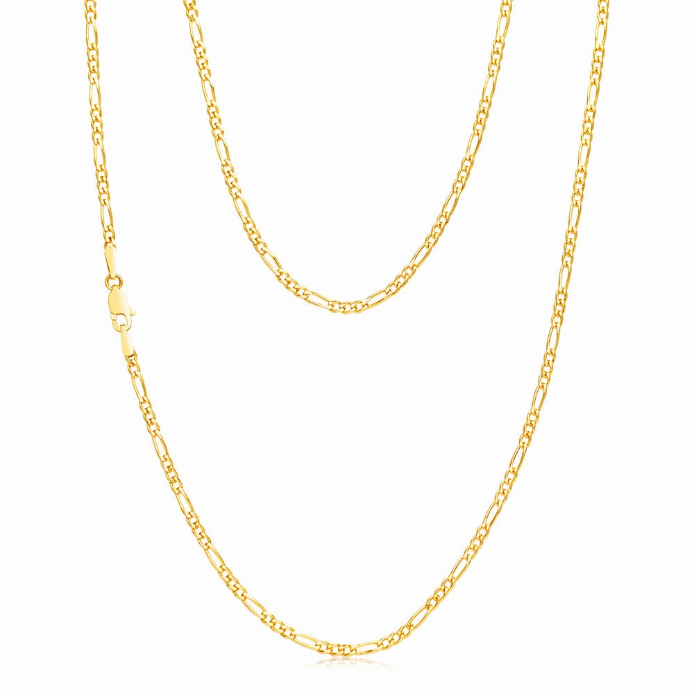9ct Yellow Solid Gold 55cm Figaro Chain