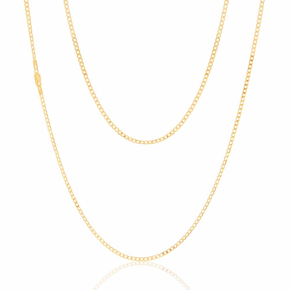 9ct Yellow Solid Gold 60 Gauge Curb 60cm Chain