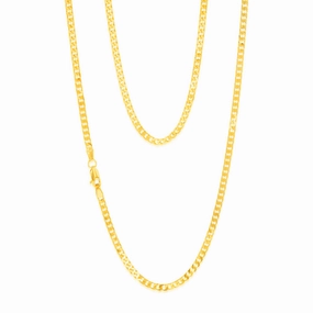 9ct Yellow Solid Gold Compact Square Curb 55cm Chain