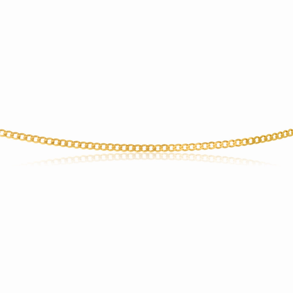 9ct Yellow Solid Gold Curb 50 Gauge 45cm Chain