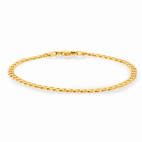 9ct Yellow Solid Gold Curb Bevelled 100 Gauge 19cm Bracelet