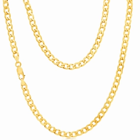 9ct Yellow Solid Gold Curb Chain 50cm in 150 Gauge