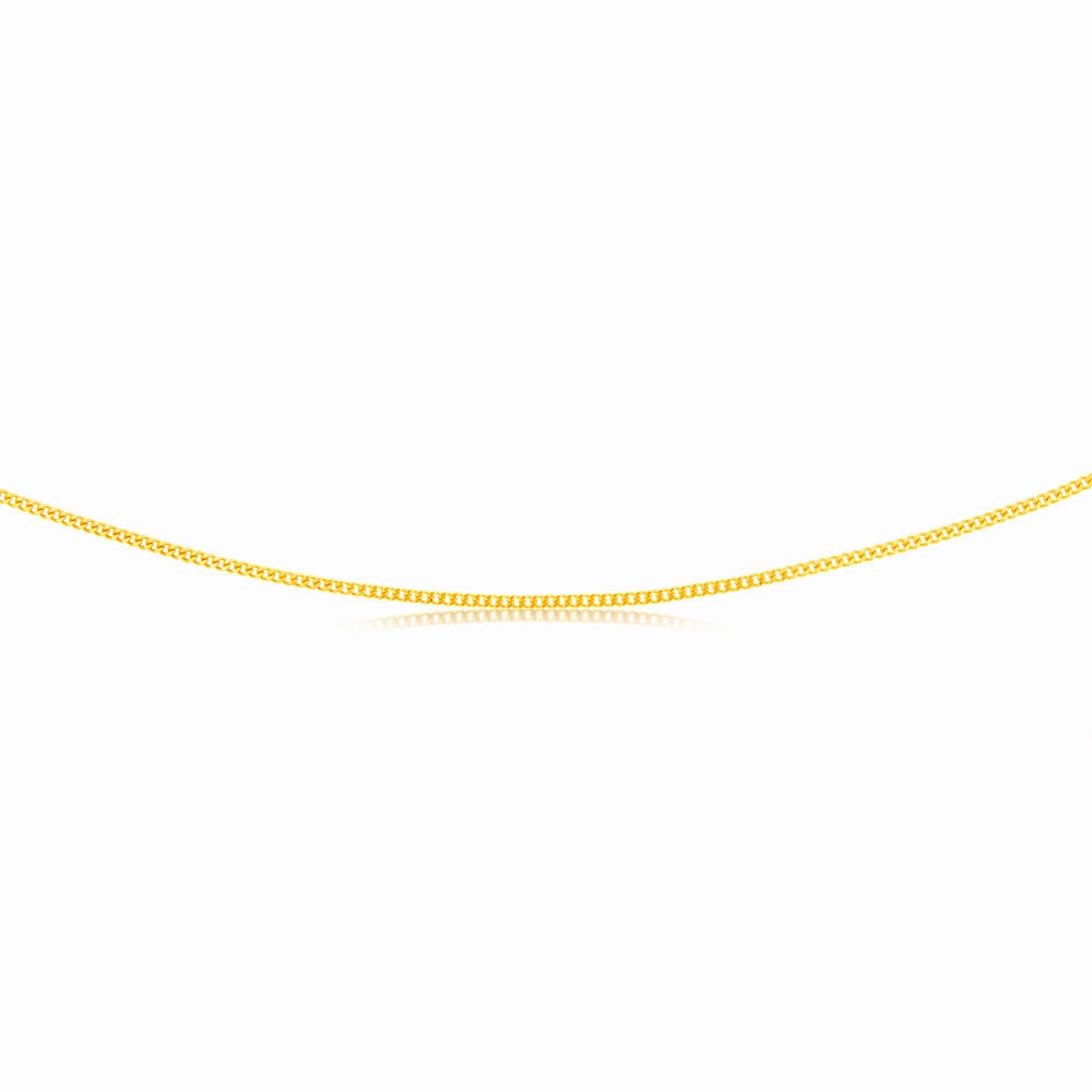 9ct Yellow Solid Gold Curb Dicut 50cm Chain 50Gauge