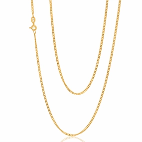 9ct Yellow Solid Gold Curb Dicut 70cm Chain 50Gauge