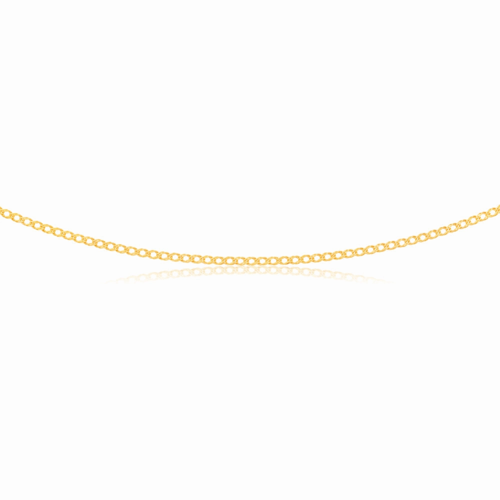 9ct Yellow Solid Gold Curb Double Diamond Cut 45cm Chain 40gauge