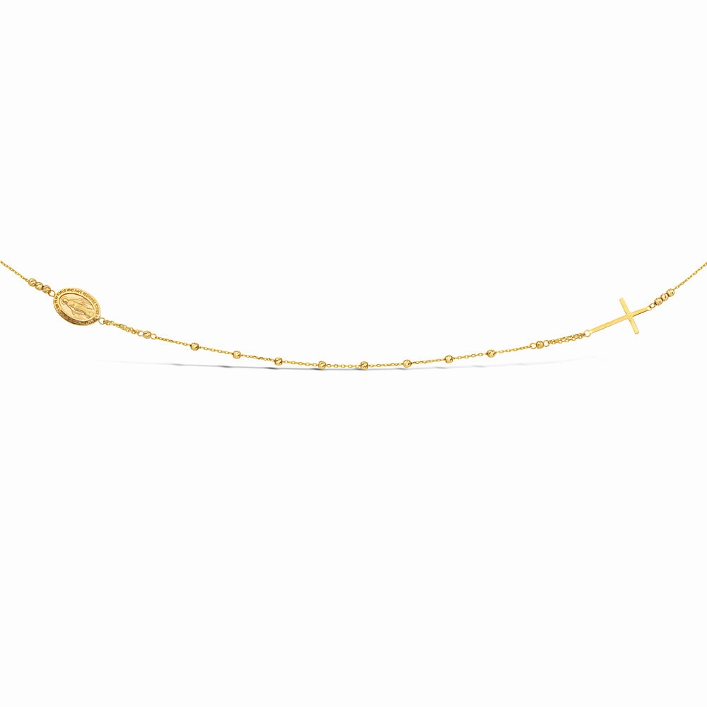 9ct Yellow Solid Gold Diamond Cut Beads Religious Chain