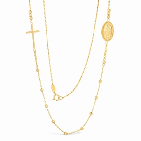 9ct Yellow Solid Gold Diamond Cut Beads Religious Chain