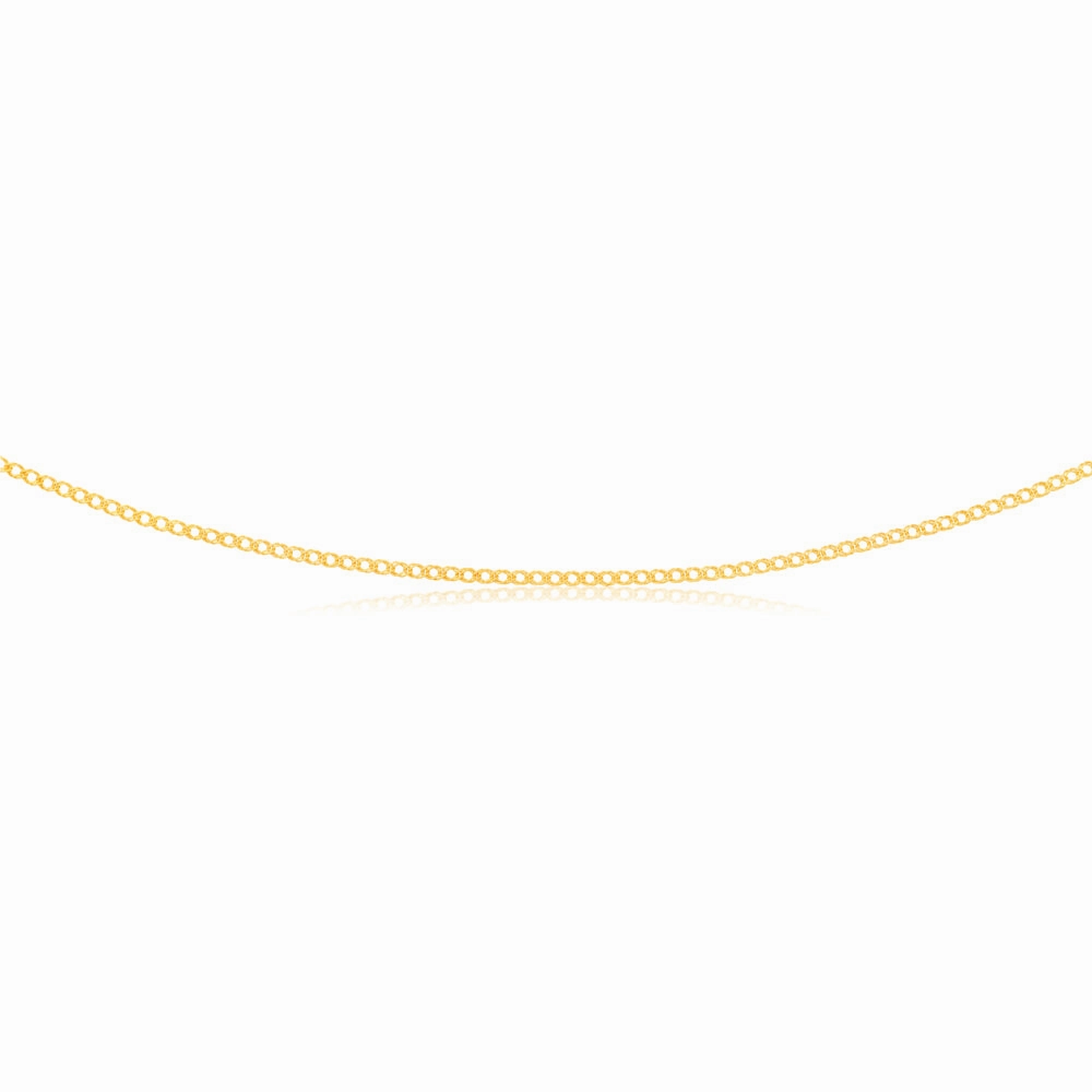 9ct Yellow Solid Gold Double Curb 30 Gauge Diamond Cut 45cm Chain