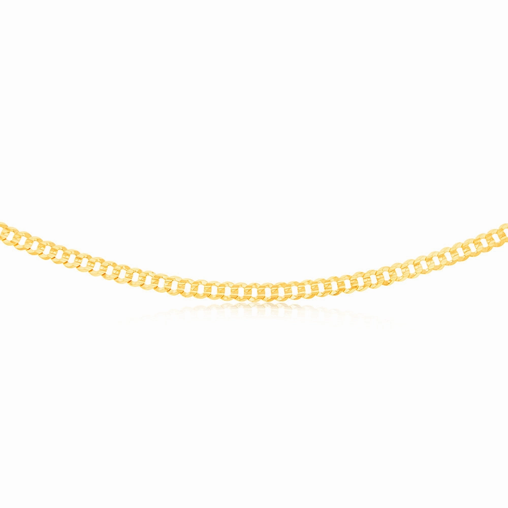 9ct Yellow Solid Gold Extra Flat Concave Curb 55cm Chain