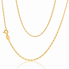9ct Yellow Solid Gold Figaro 1:1 Chain 45cm in 40Gauge