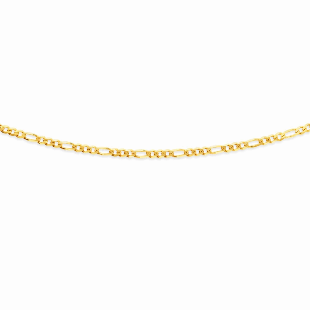 9ct Yellow Solid Gold Figaro 1:3 45cm Chain 80 Gauge