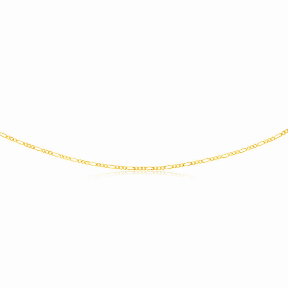 9ct Yellow Solid Gold Figaro 1:3 50cm Chain 60Gauge