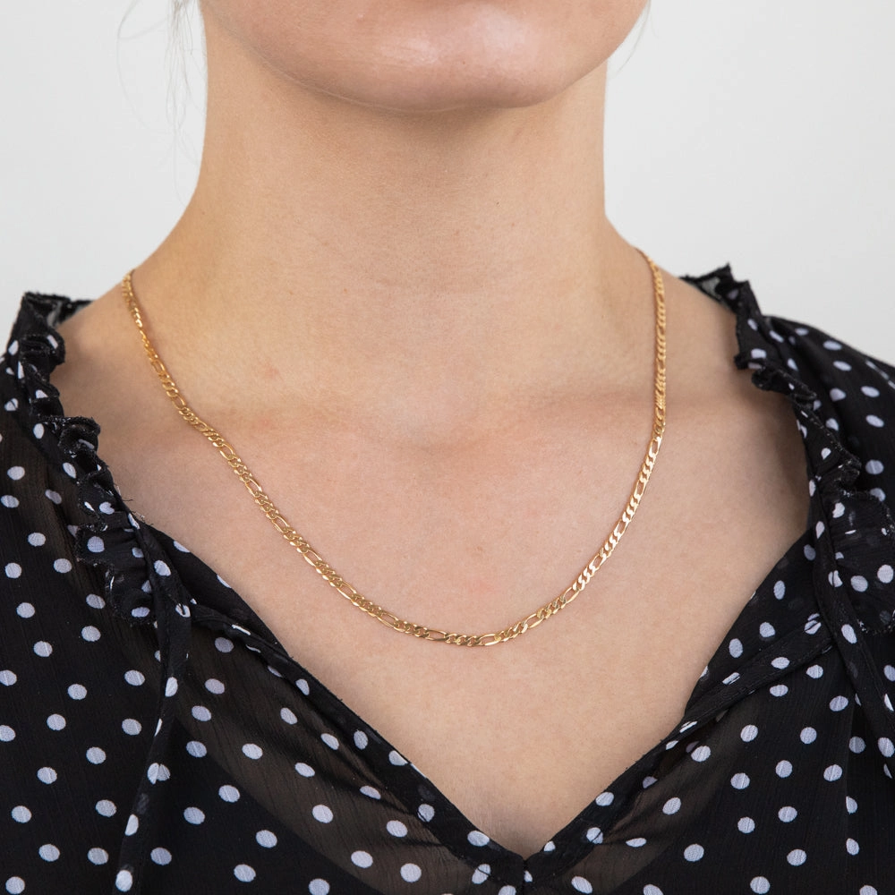 9ct Yellow Solid Gold Figaro 1:3 80 Gauge 50cm chain