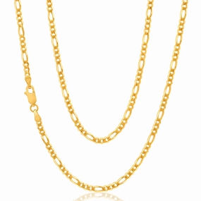 9ct Yellow Solid Gold Figaro 1:3 80 Gauge 50cm chain