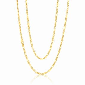 9ct Yellow Solid Gold Figaro Chain 70cm in 80 Gauge