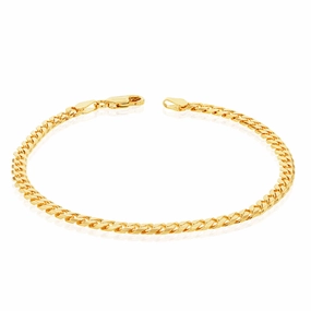 9ct Yellow Solid Gold Flat Bevelled Curb 21cm Bracelet 120gauge