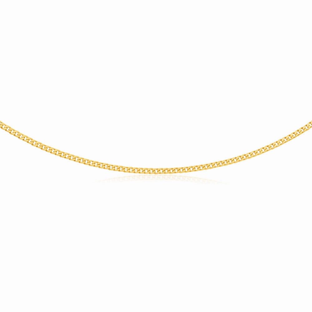 9ct Yellow Solid Gold Flat Bevelled Curb 55cm Chain 120gauge
