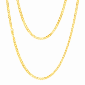 9ct Yellow Solid Gold Flat Bevelled Curb 55cm Chain 120gauge