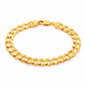 9ct Yellow Solid Gold Heavy Curb 21cm Bracelet 220 Gauge  with a Parrot Clasp