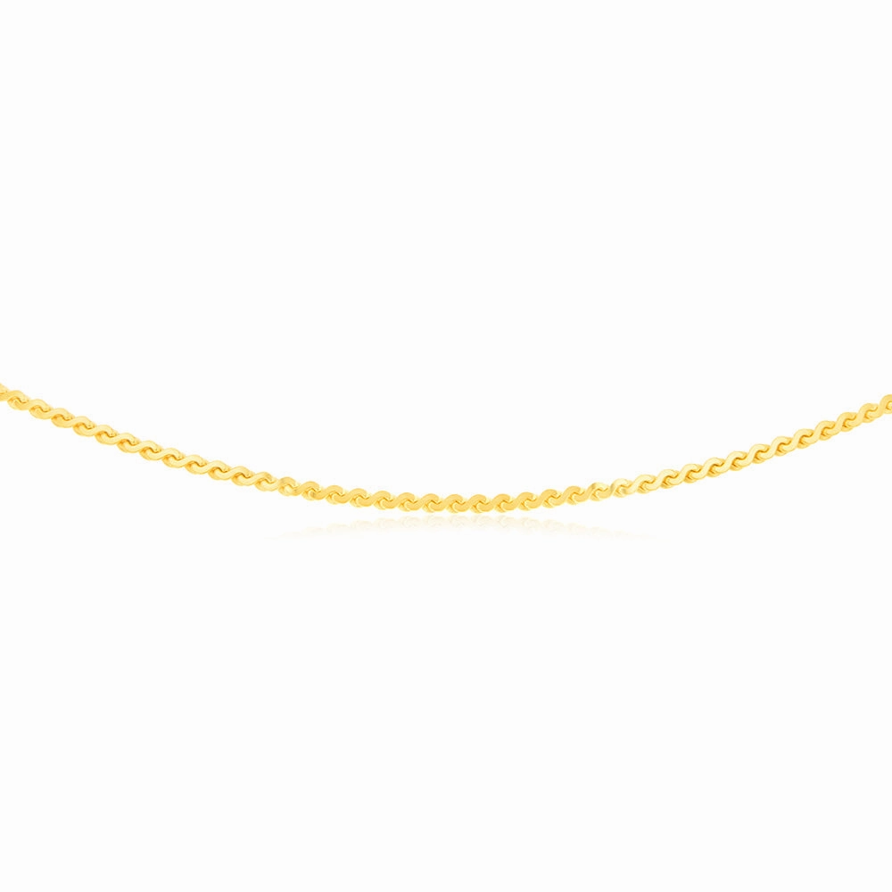 9ct Yellow Solid Gold Serpentine 45cm Chain