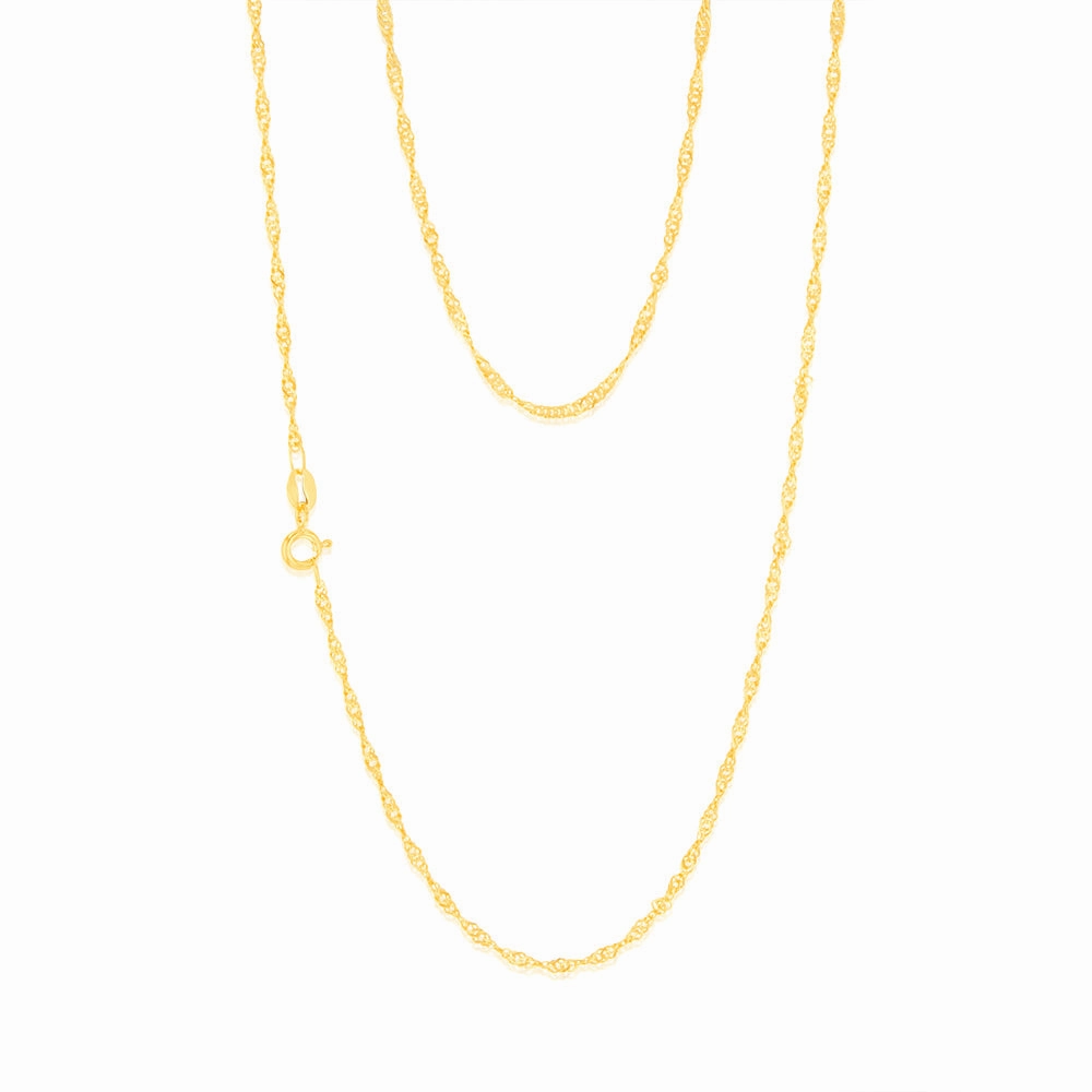 9ct Yellow Solid Gold Singapore 45cm Chain 30 Gauge