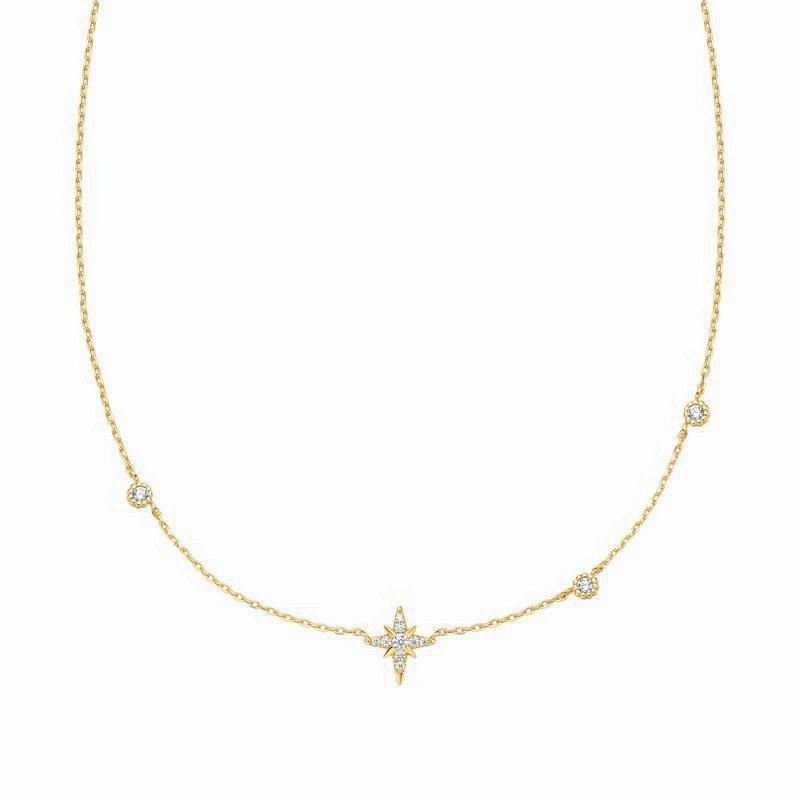 Ania Haie Gold Eight-Pointed Star Cubic Zirconia Station Necklace