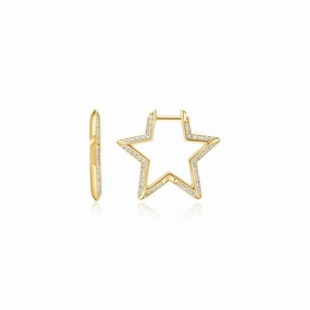 Ania Haie Gold Medium Star Pav Hoop Earrings