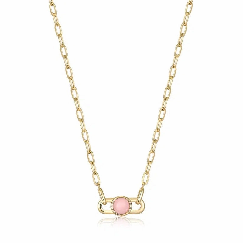 Ania Haie Gold Orb Rose Quartz Link Necklace