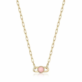 Ania Haie Gold Orb Rose Quartz Link Necklace