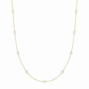 Ania Haie Gold Shell Pearl Station Chain Necklace