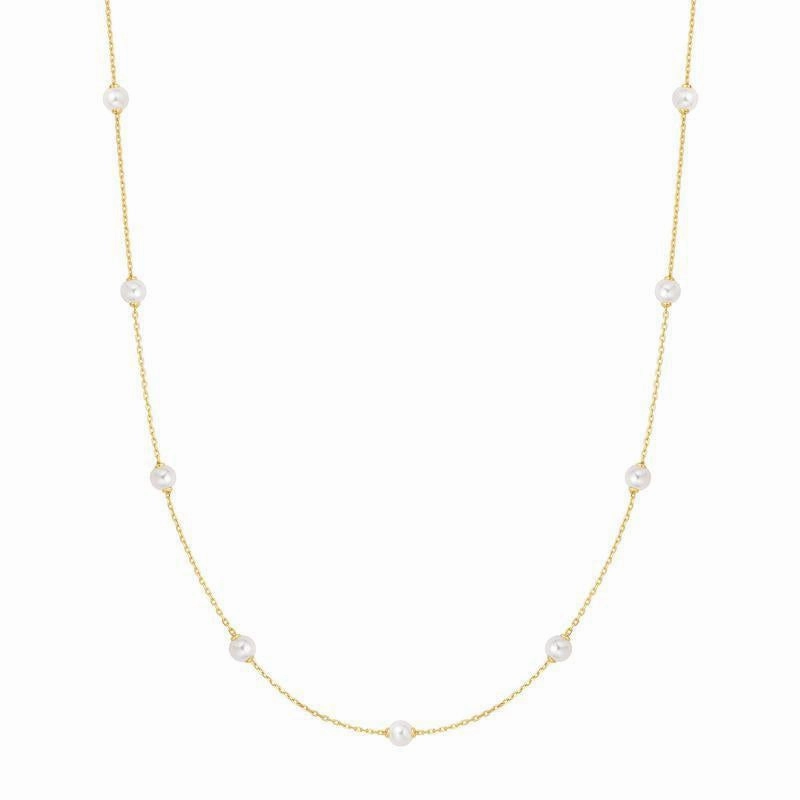 Ania Haie Gold Shell Pearl Station Chain Necklace