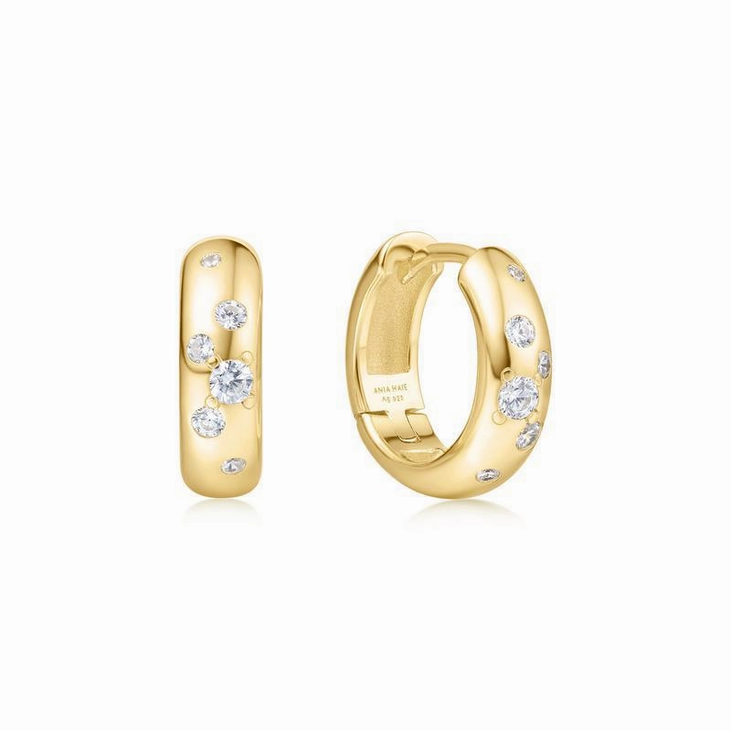 Ania Haie Gold Small Chubby Sparkling Huggie Hoop Earrings