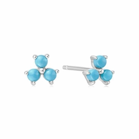 Ania Haie Silver Lab Created Turquoise Lotus Stud Earrings