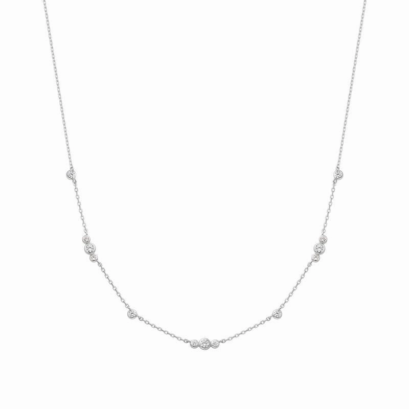 Ania Haie Silver Sparkling Bezel Cubic Zirconia Station Necklace
