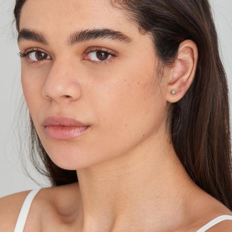 Ania Haie Turquoise Square Gold Stud Earrings