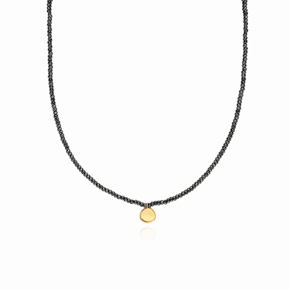 Anna Beck Medium Beaded Hematite Circle Pendant Necklace